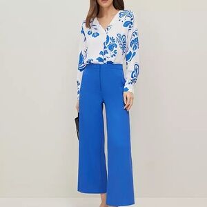 Ann Taylor Royal Blue Women's Cotton Blend Trousers Petite Curvy